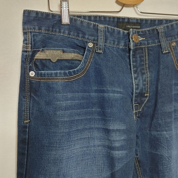 DSquared2 Classic Straight Leg Slim Fit Jeans Medium Dark Wash Cotton 36 Denim - Picture 6 of 12